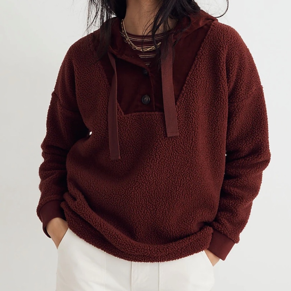 Madewell Burgundy Sherpa Hoodie